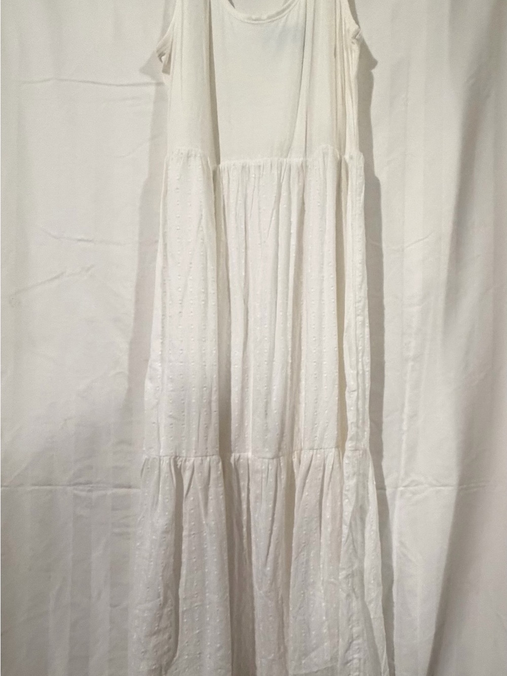 Maurices White Sleeveless Tiered Maxi Dress